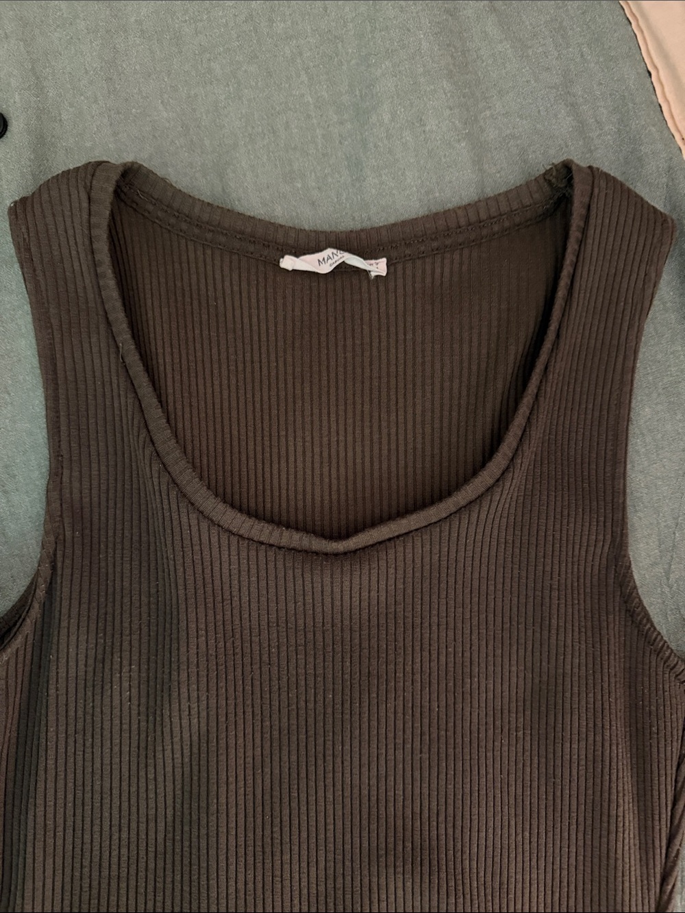 Mango Olive Ribbed Mini Dress - Picture 3 of 3
